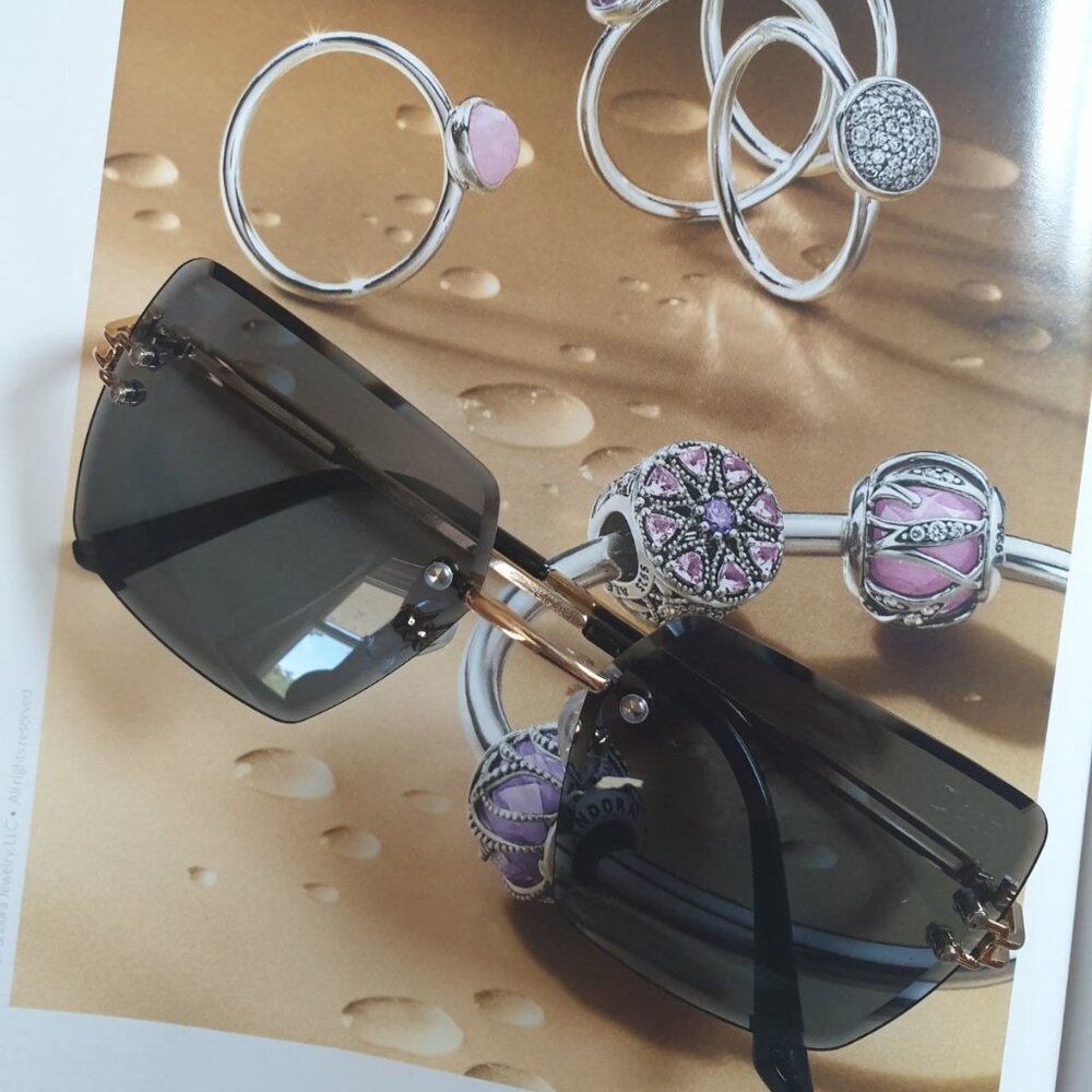 Fashion Women Sunglasses Shades Gray Rimless Casual Formal Accessory